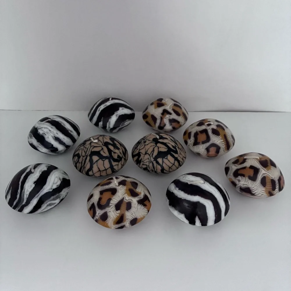 UNSCENTED Animal Print Candles  Shape: “mini-dome/mushroom” Total 10 candles